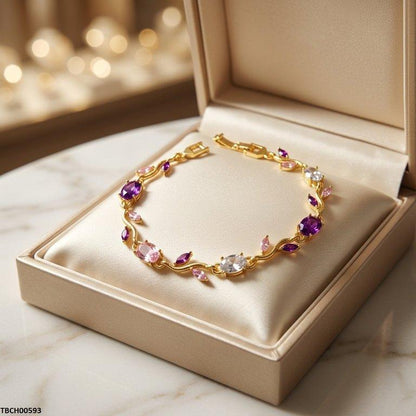 Tulip Leaf Multi Stone Bracelet TBCH00593 view 4