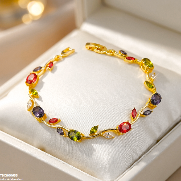 High Zircon Tulip Leaf Bracelet TBCH00633 view 5