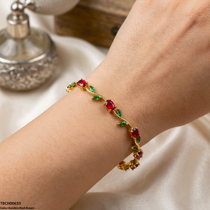 High Zircon Tulip Leaf Bracelet TBCH00633 - Glamzy