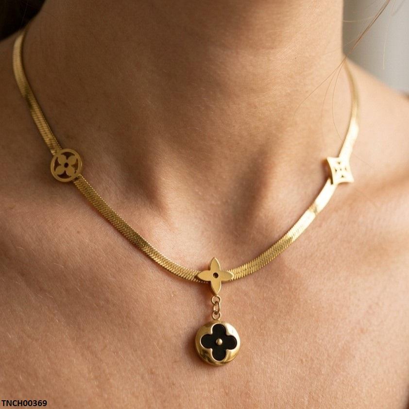 Stainless Steel Flower Drop Necklace TNCH00369 view 2