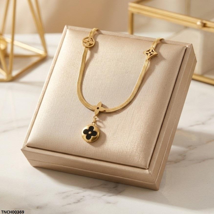Stainless Steel Flower Drop Necklace TNCH00369 view 4