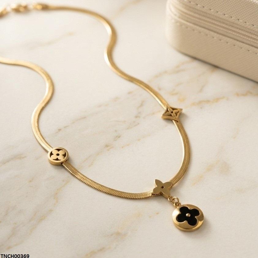 Stainless Steel Flower Drop Necklace TNCH00369 view 3