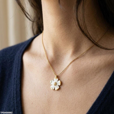 Stainless Steel Flower Drop Pendant TPSH00882 - Glamzy