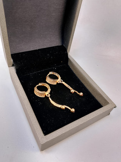 Golden Zircon Korean Drop Earrings - SSJK0007