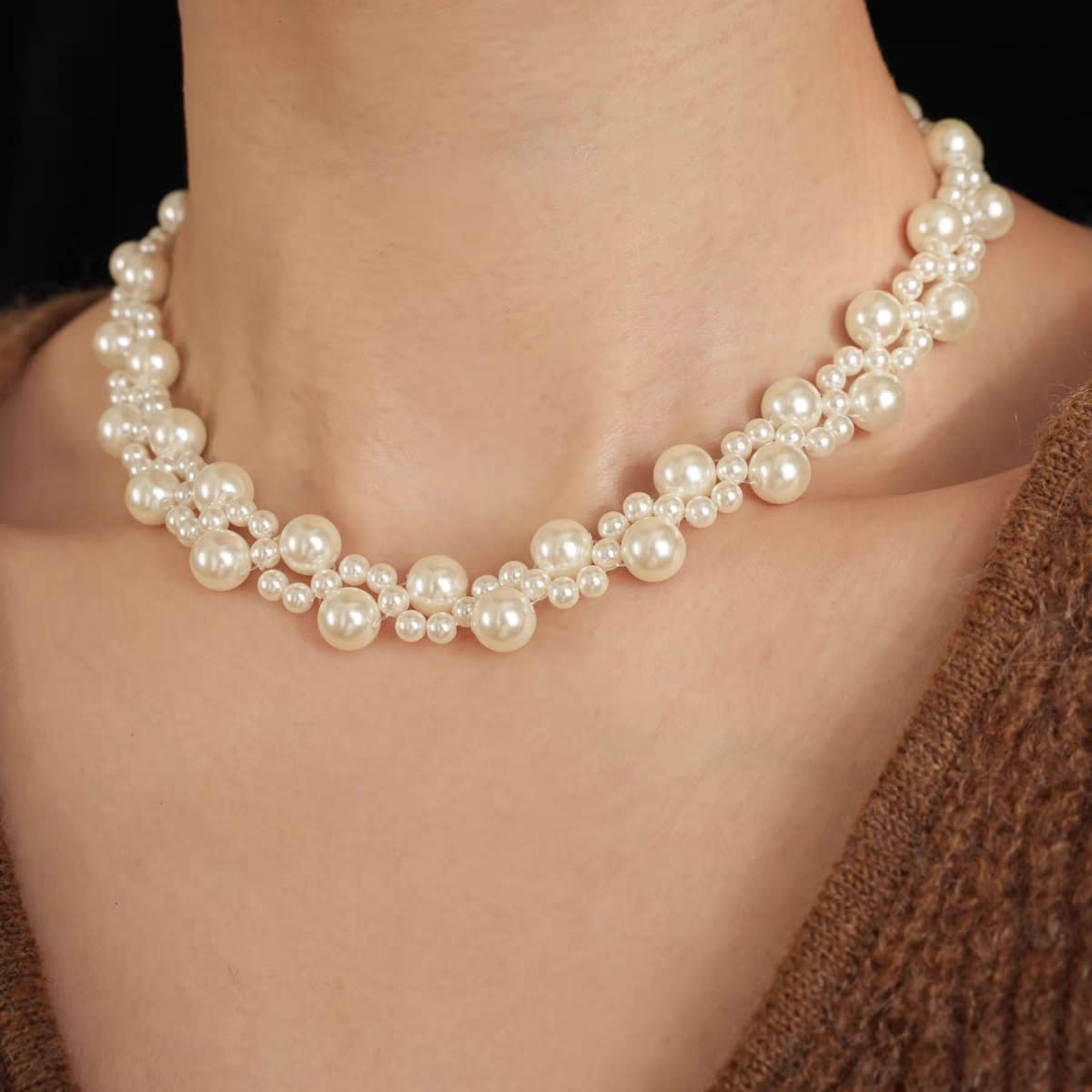 Korean Pearl Necklace and Bracelet Combo - SSJK033