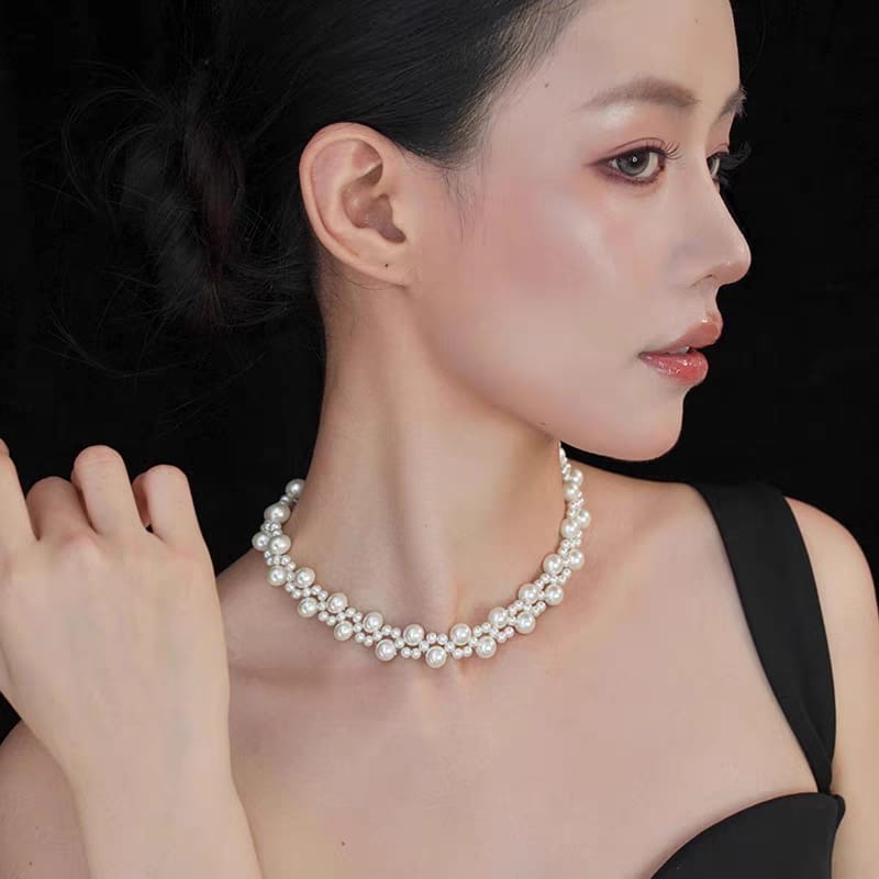 Korean Pearl Necklace and Bracelet Combo - SSJK033