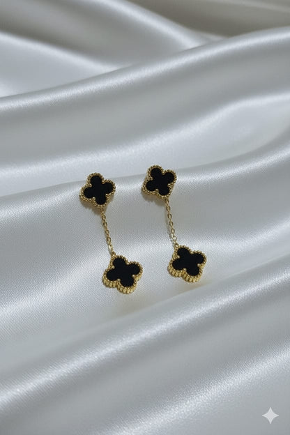 Double Clover Korean Drop Earrings - SSJK0006