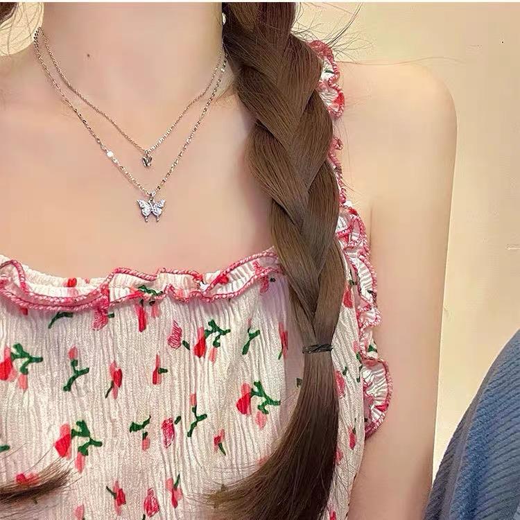 Double Butterfly Polished Necklace - SSJK0037