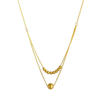 Golden Ball Double Layer Pendant - SSJK038