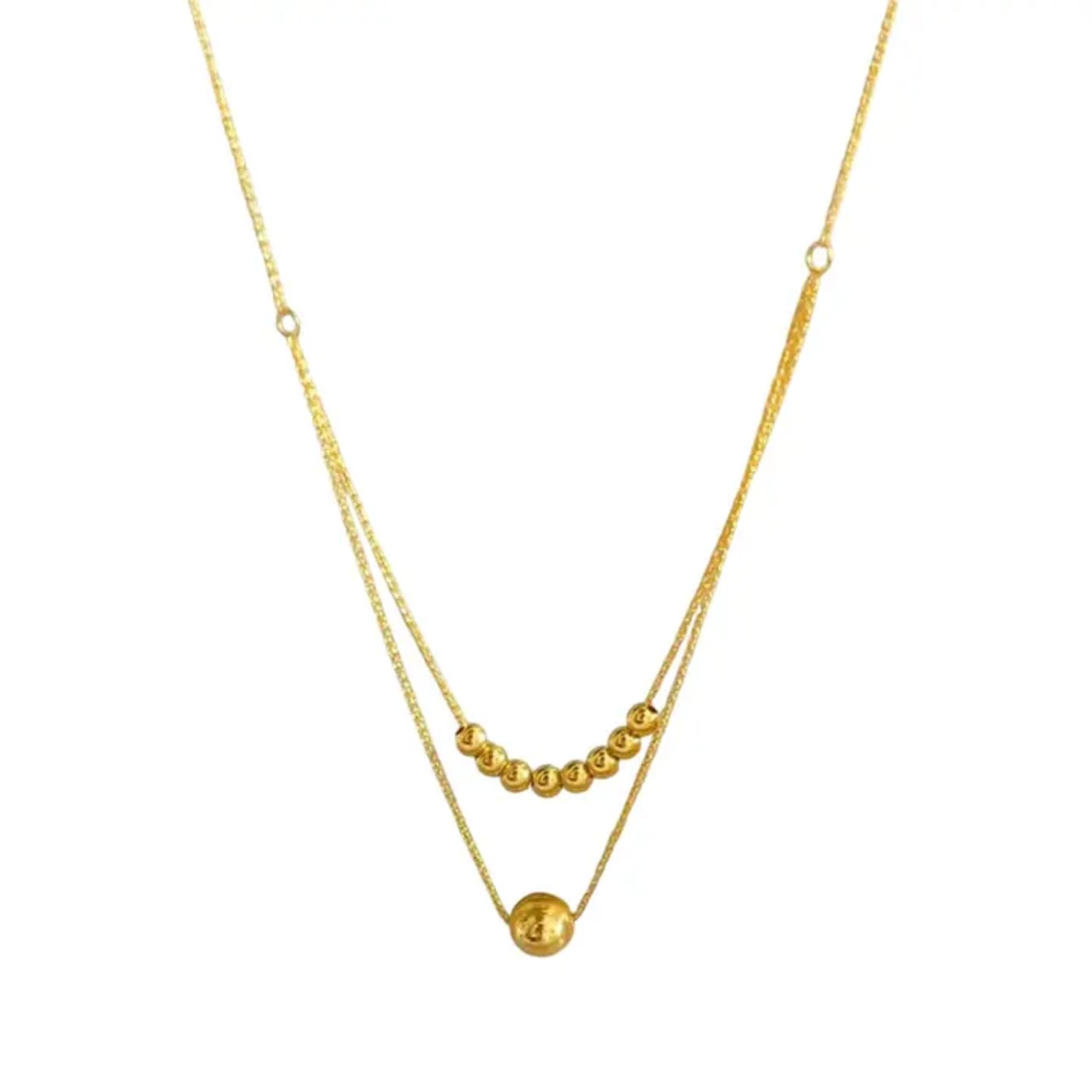 Golden Ball Double Layer Pendant - SSJK038