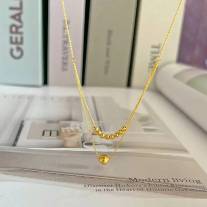 Golden Ball Double Layer Pendant - SSJK038