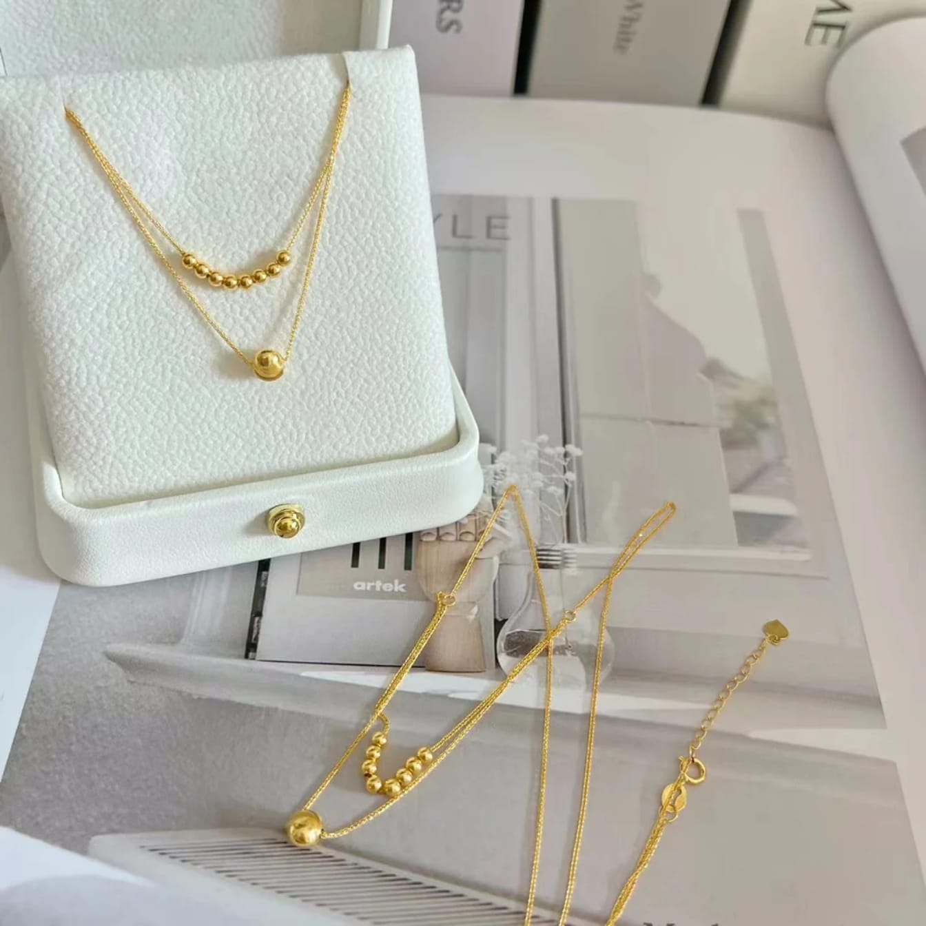 Golden Ball Double Layer Pendant - SSJK038