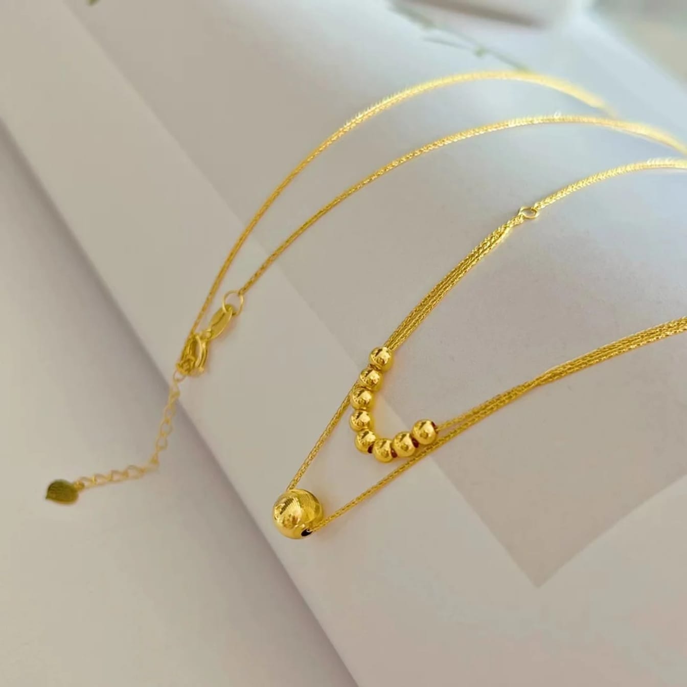 Golden Ball Double Layer Pendant - SSJK038
