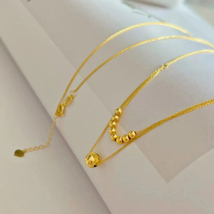 Golden Ball Double Layer Pendant - SSJK038