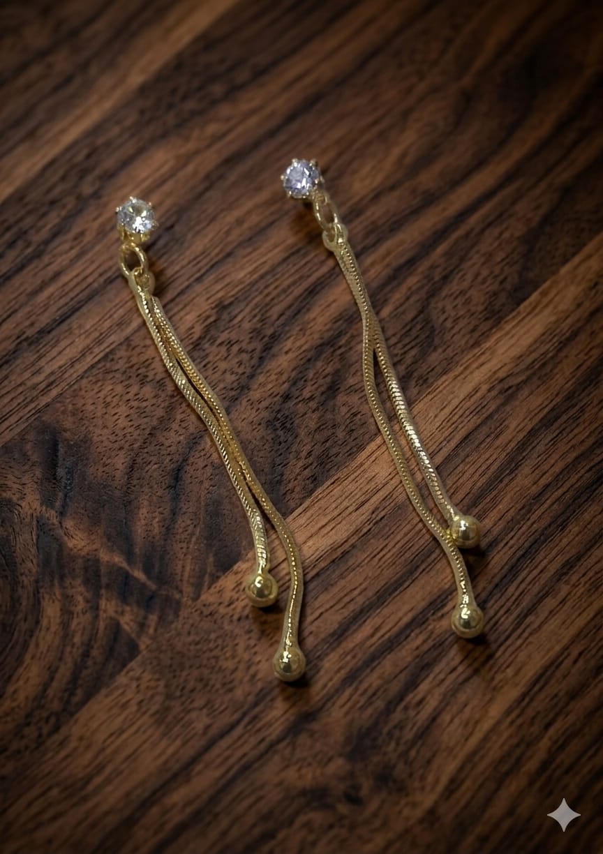 Golden Whisper Korean Drop Earrings - SSJK027