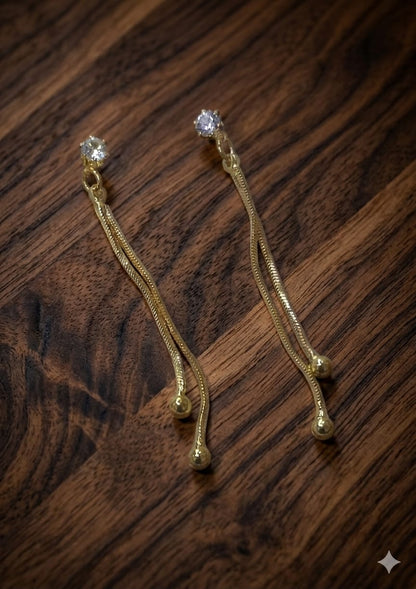 Golden Whisper Korean Drop Earrings - SSJK027