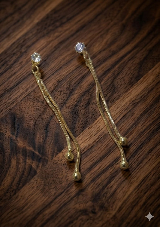 Golden Whisper Korean Drop Earrings - SSJK027