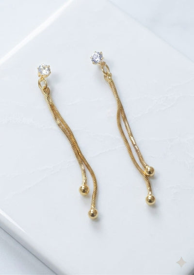 Golden Whisper Korean Drop Earrings - SSJK027