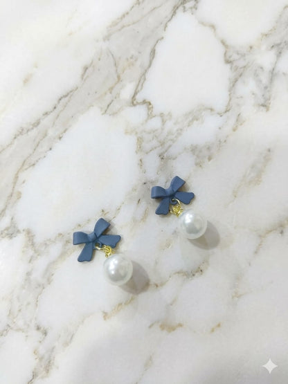 Azraq Bow Korean Pearl Earrings - SSJK0010