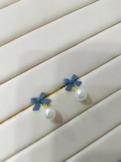 Azraq Bow Korean Pearl Earrings - SSJK0010