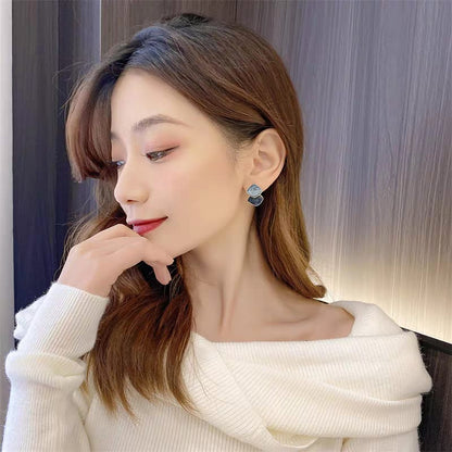 Zircon Korean Blue Shiny Earrings - SSJK0013