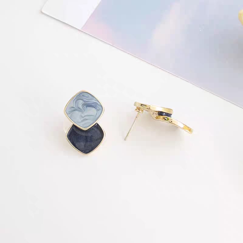 Zircon Korean Blue Shiny Earrings - SSJK0013