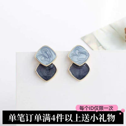 Zircon Korean Blue Shiny Earrings - SSJK0013
