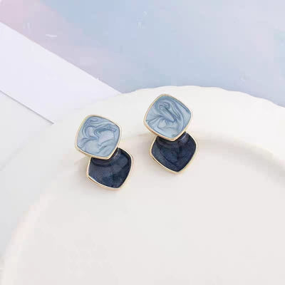 Zircon Korean Blue Shiny Earrings - SSJK0013