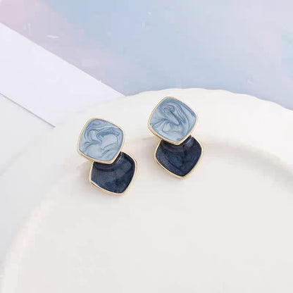 Zircon Korean Blue Shiny Earrings - SSJK0013