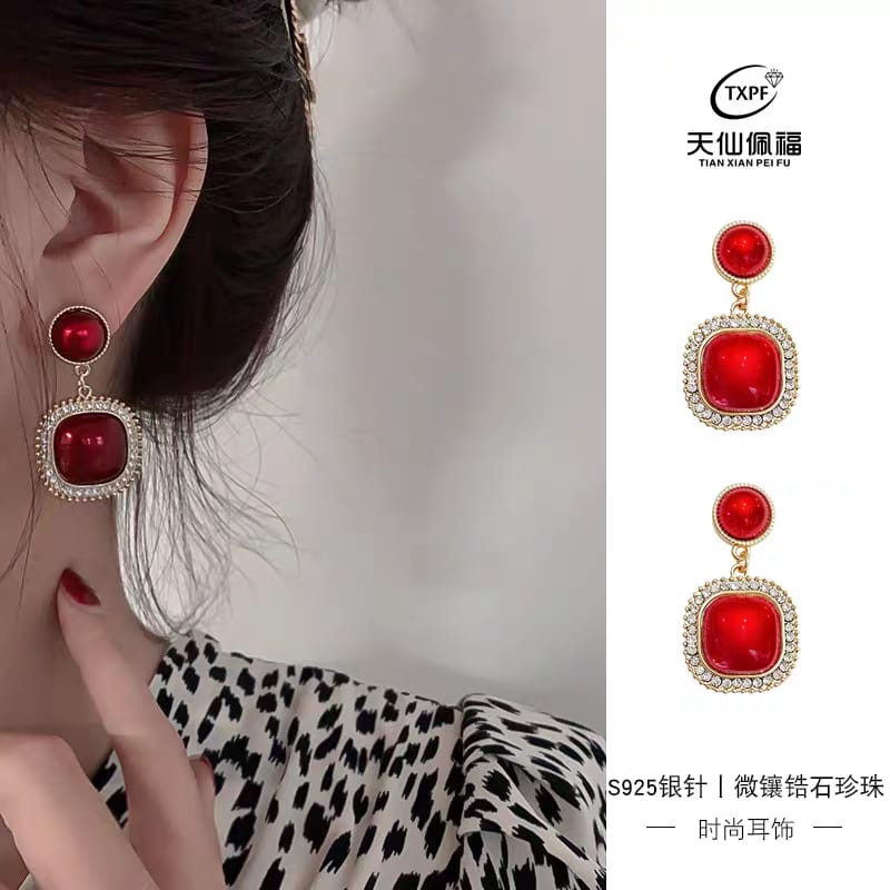 Angel Red Elegance Korean Earrings - SSJK0020
