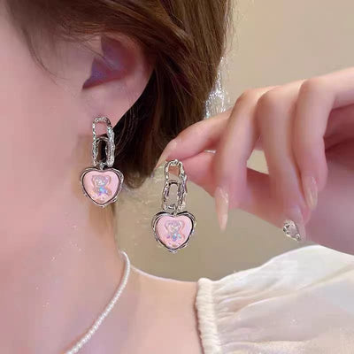 French Heart Teddy Bear Earrings - SSJK0022