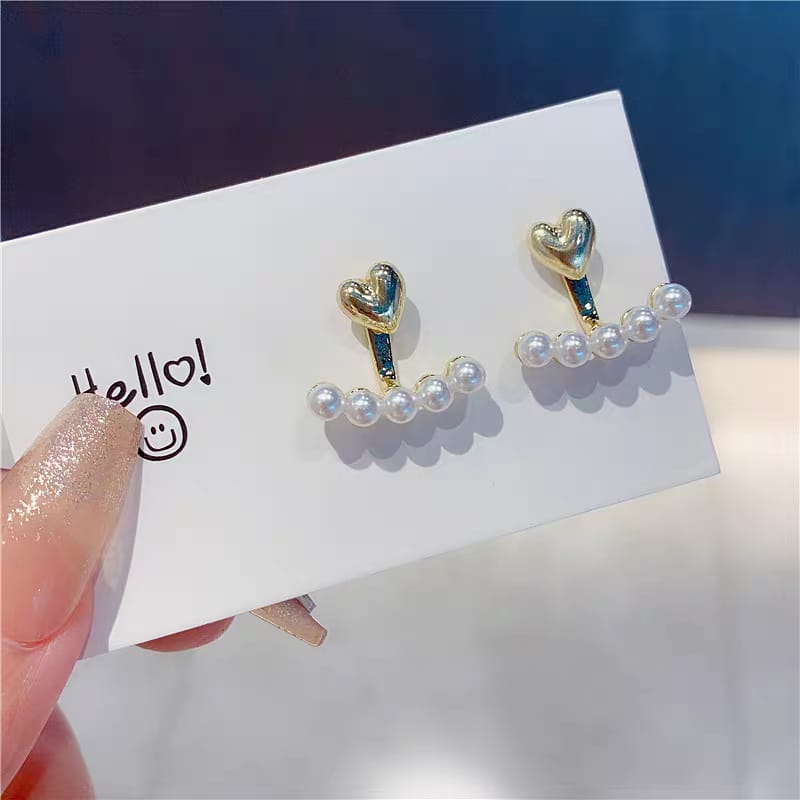 Pearl Heart Korean Earrings Stud - SSJK024