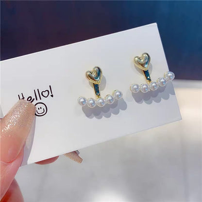 Pearl Heart Korean Earrings Stud - SSJK024