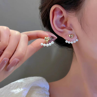 Pearl Heart Korean Earrings Stud - SSJK024