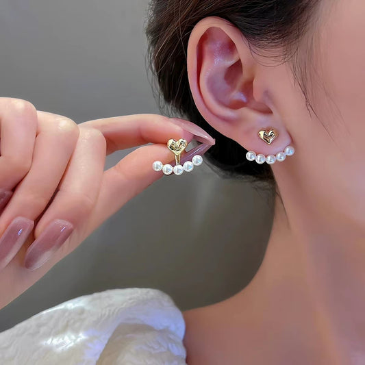 Pearl Heart Korean Earrings Stud - SSJK024