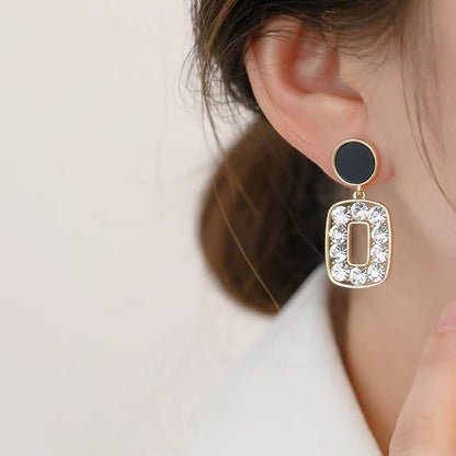Crystal Black Korean Drop Earrings - SSJK026