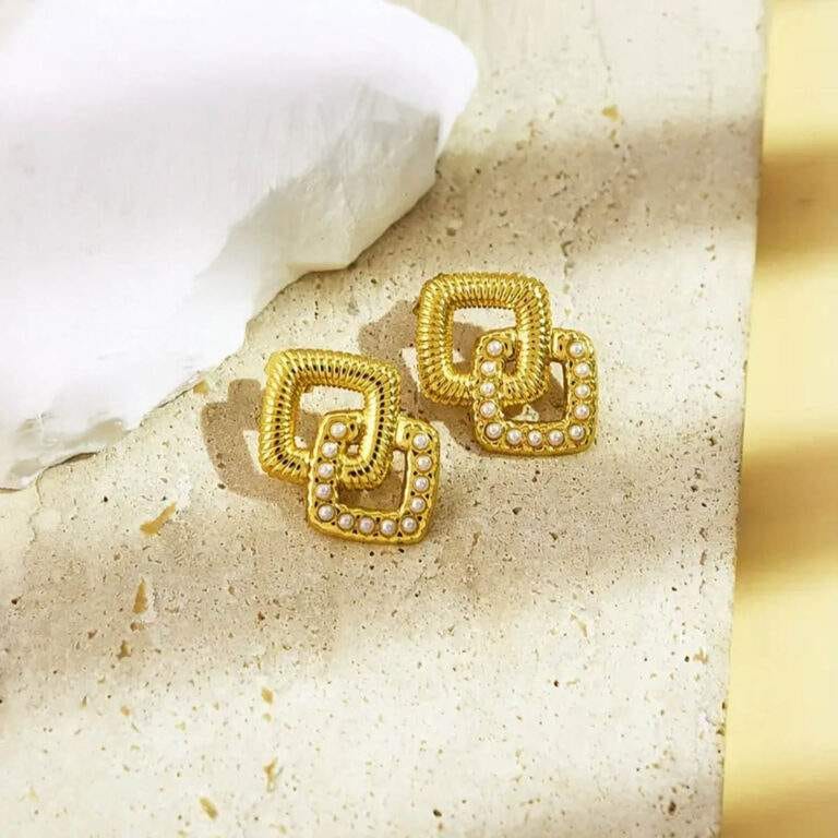 Double Square Crystal Earrings - SSJK0067