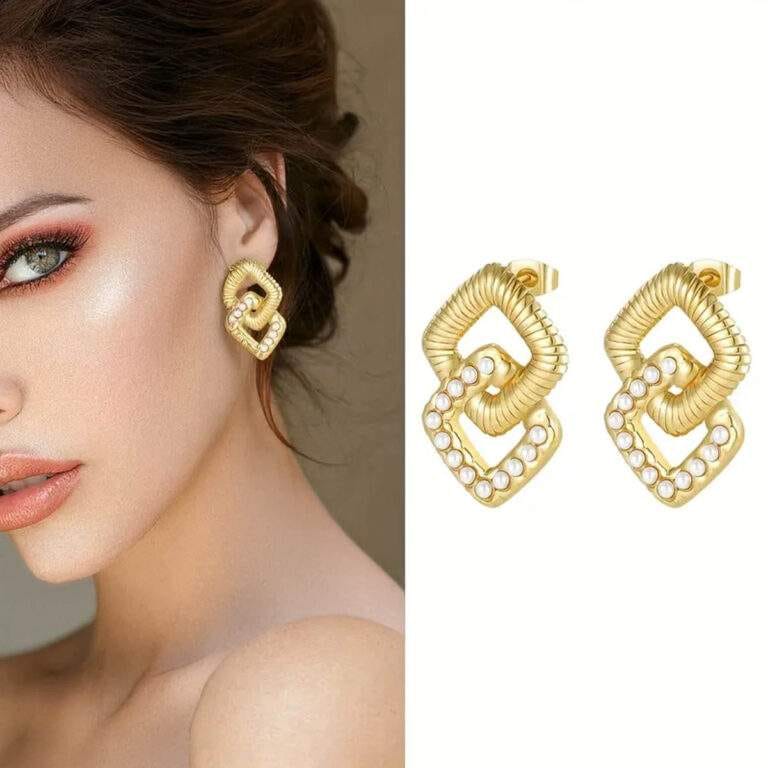 Double Square Crystal Earrings - SSJK0067