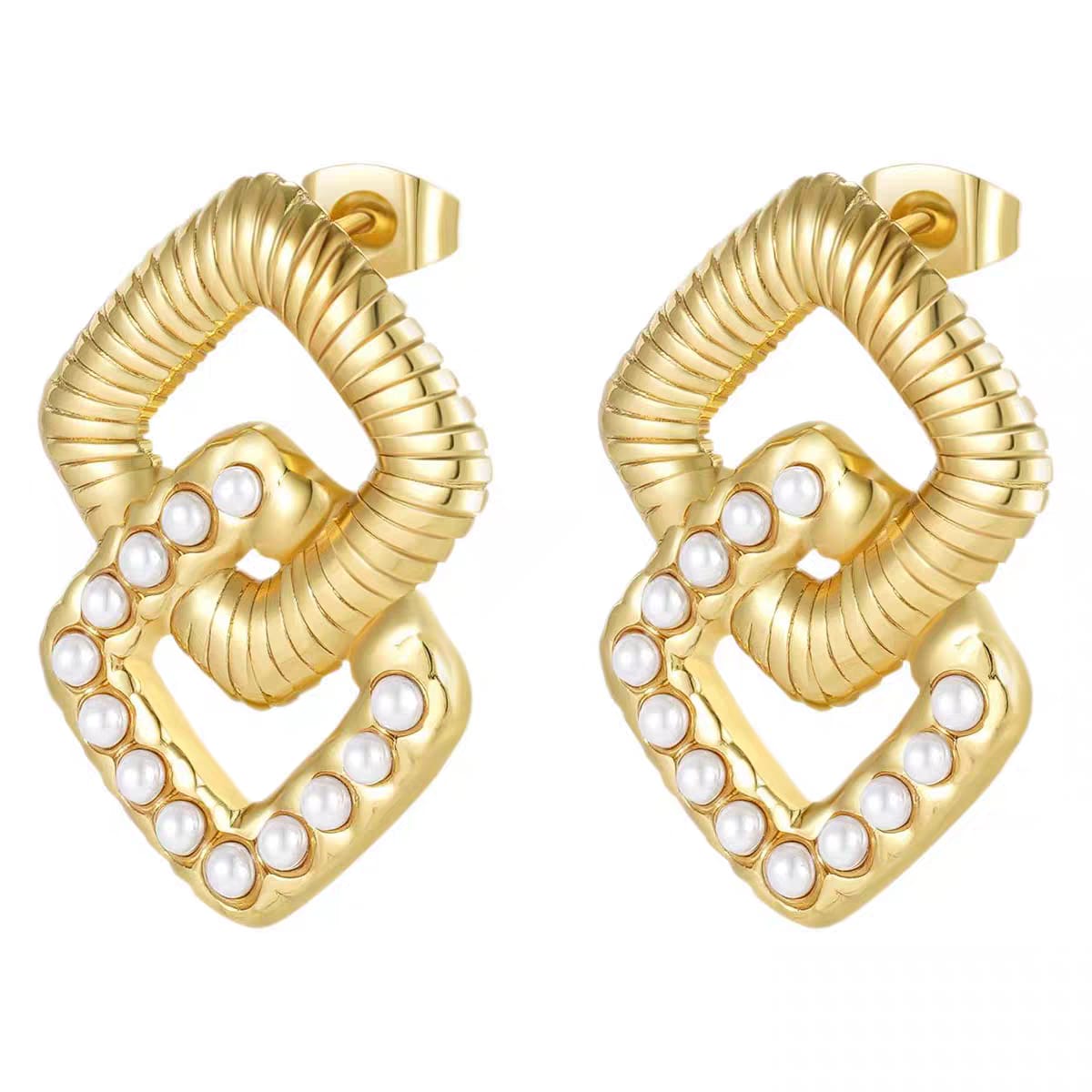 Double Square Crystal Earrings - SSJK0067