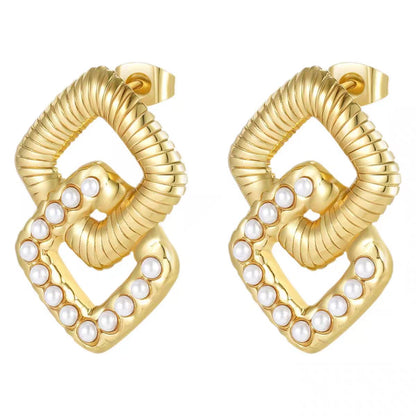 Double Square Crystal Earrings - SSJK0067