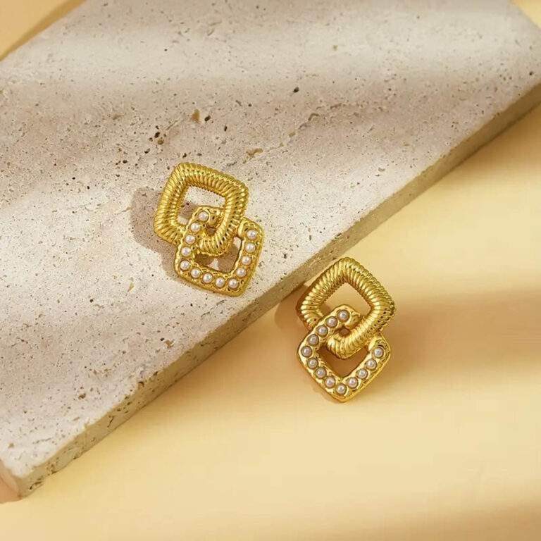 Double Square Crystal Earrings - SSJK0067