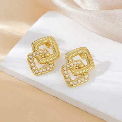 Double Square Crystal Earrings - SSJK0067