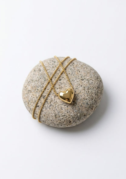 Solid Golden Heart Korean Necklace - SSJK0069