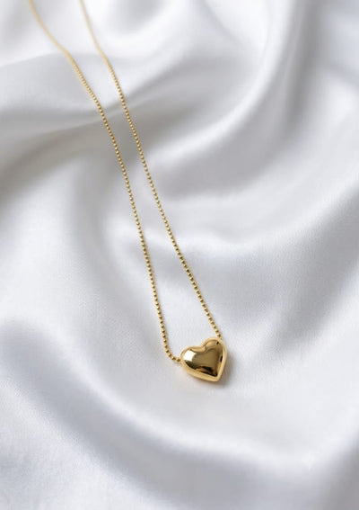 Solid Golden Heart Korean Necklace - SSJK0069