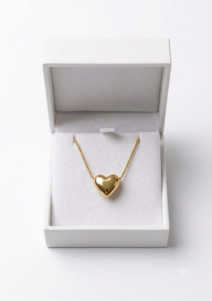 Solid Golden Heart Korean Necklace - SSJK0069