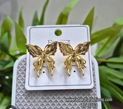Ridged Golden Butterfly Earrings - SSJK0070