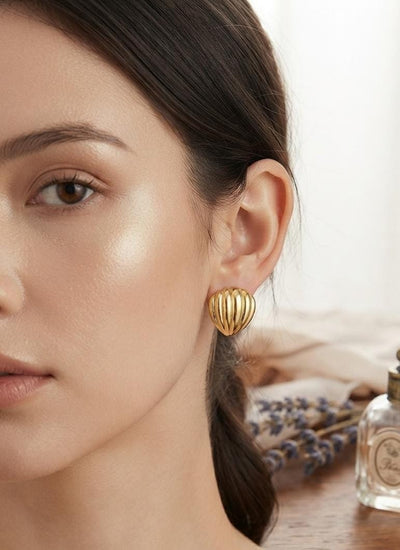 Golden Sea Shell Korean Earrings - SSJK0072