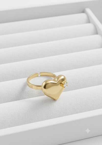 Solid Golden Heart Korean Ring - SSJK0078