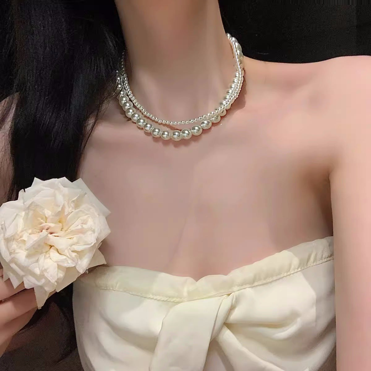 Two Layer Korean Pearl Necklace - SSJK0039