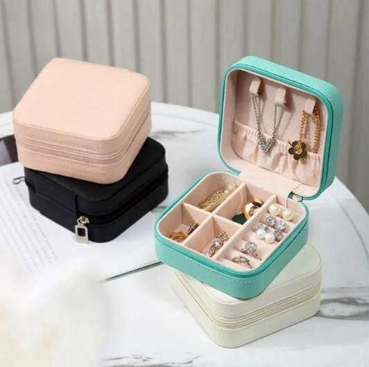 Compact Travel Leather Jewelry Organizer Box